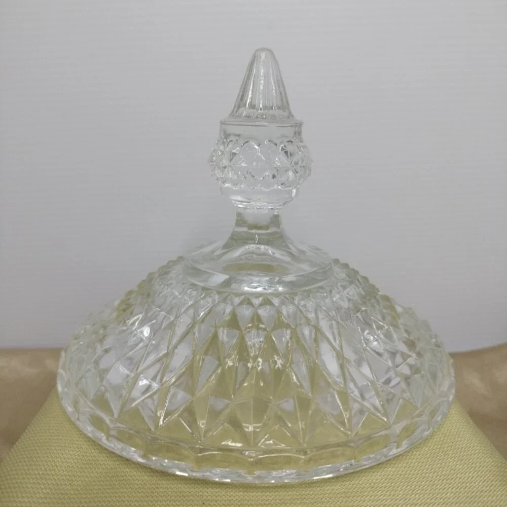 Indiana Glass Diamond Point Ruby Flash Red Ice Bucket w Lid 10.5” NIB